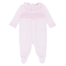 Load image into Gallery viewer, Blues Baby Smocked Velour Sleep Suit Pink