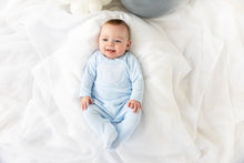 Load image into Gallery viewer, Blues Baby Velour Sleep Suit Blue