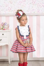 Load image into Gallery viewer, Miranda Ruffle Bodice Stripe Dress - red, navy