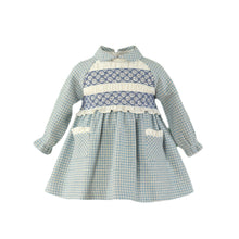 Load image into Gallery viewer, Miranda Blue Houndstooth Dress Toddler Girl

