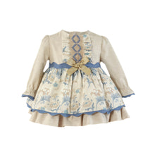 Load image into Gallery viewer, Miranda Floral Cotton Dress Beige &amp; Blue
