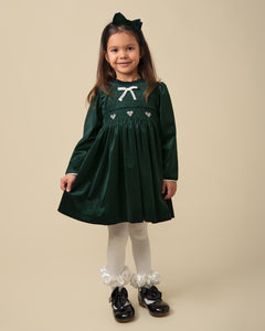 Caramelo Kids Velour Dress Set Green