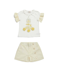 Caramelo Kids Girls English Summer Short Set Lemon