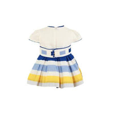 Load image into Gallery viewer, Miranda Toddler Girls Stripe Dress White, Blue, Yellow
