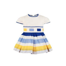 Load image into Gallery viewer, Miranda Toddler Girls Stripe Dress White, Blue, Yellow
