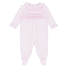 Load image into Gallery viewer, Blues Baby Smocked Velour Sleep Suit Pink
