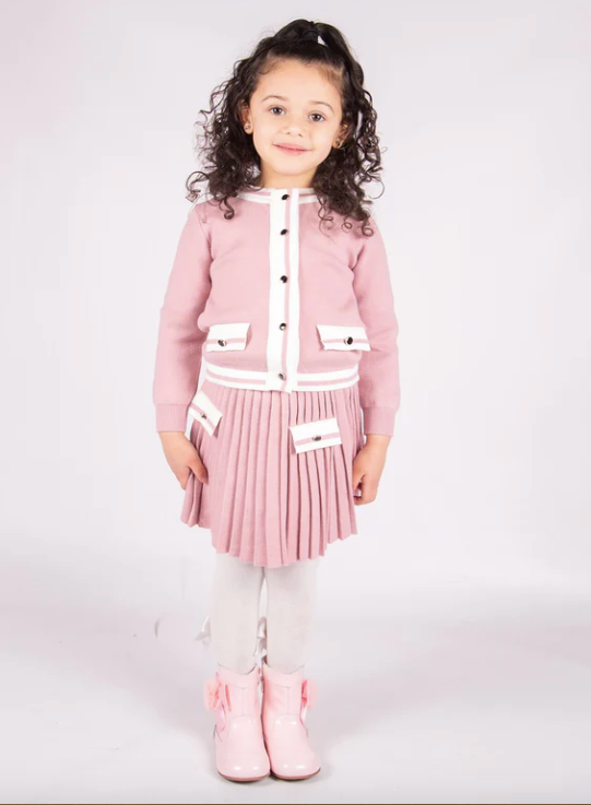 Beau Kid Knitted Skirt Set Pink