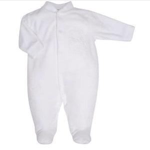 Dandelion Velour 'Mouse in a Teacup' Sleepsuit White