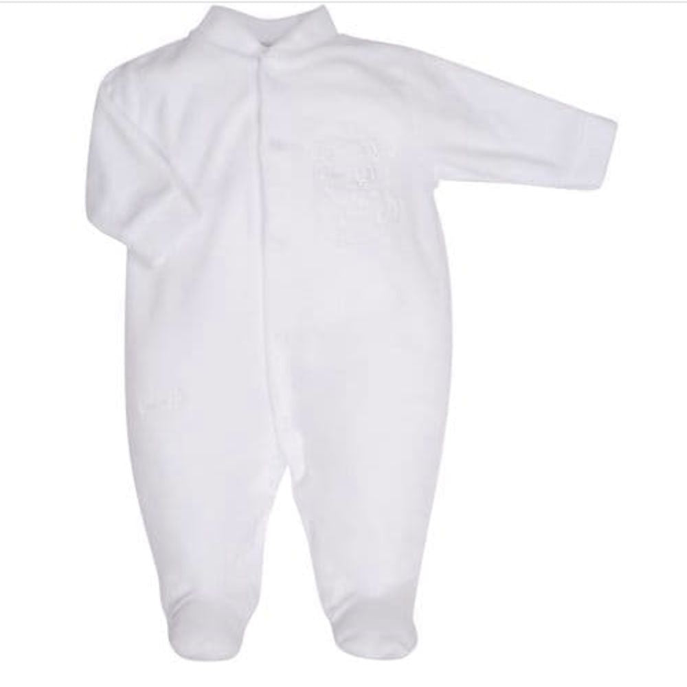 Dandelion Velour 'Mouse in a Teacup' Sleepsuit White