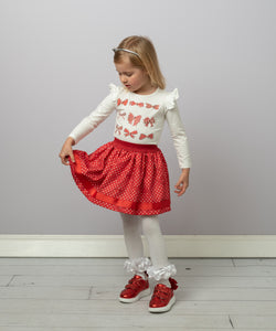 Caramelo Kids Girls Skirt Set Diamonte Bow - Red