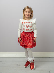 Caramelo Kids Girls Skirt Set Diamonte Bow - Red