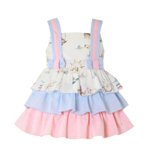 Miranda Nautical Print Toddler Dress Pink Blue