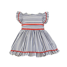 Load image into Gallery viewer, Miranda Toddler Dress Blue &amp; White
