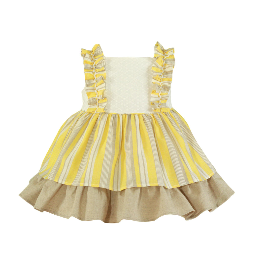 Miranda Toddler Dress Yellow & Beige