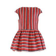 Load image into Gallery viewer, Miranda Ruffle Bodice Stripe Dress - red, navy
