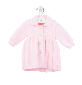 Dandelion Knitted Baby Coat with Pearl Buttons Pink