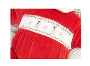 Dandelion Reindeer Smocked Velour Sleepsuit