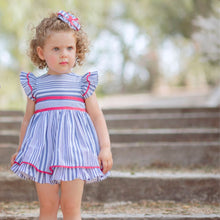 Load image into Gallery viewer, Miranda Toddler Dress Blue &amp; White
