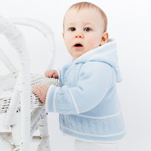Load image into Gallery viewer, Dandelion Blue Baby Knitted Jacket with Hood
