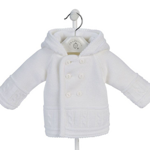 Dandelion White Baby Knitted Jacket with Hood