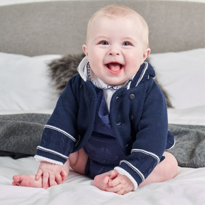Dandelion Navy Baby Knitted Jacket with Hood