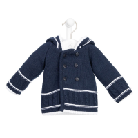 Load image into Gallery viewer, Dandelion Navy Baby Knitted Jacket with Hood
