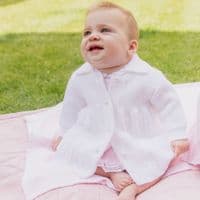 Dandelion Knitted Baby Coat with Pearl Buttons White